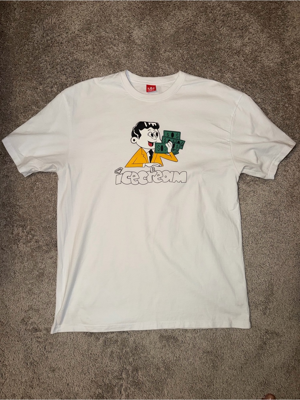 Icecream White Tee with Yellow Jacket Money Graphic